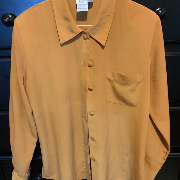 Tess Long Sleeve Ombra button-down blouse, poly, large - Picture 1 of 5